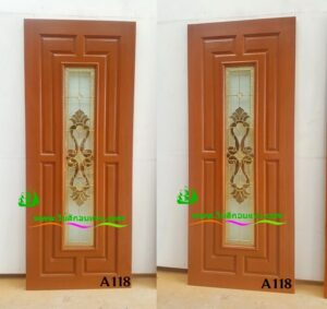 ประตูไม้สักกระจกนิรภัย A118