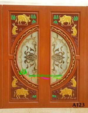 Alternative view of ประตูไม้สักกระจกนิรภัย A123
