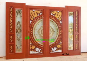 Alternative view of ประตูไม้สักกระจกนิรภัย A124