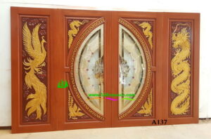 Alternative view of ประตูไม้สักกระจกนิรภัย A137