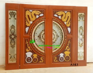Alternative view of ประตูไม้สักกระจกนิรภัย A143