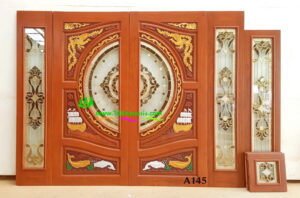 Alternative view of ประตูไม้สักกระจกนิรภัย A145
