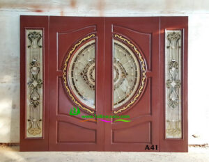 Alternative view of ประตูไม้สักกระจกนิรภัย A41