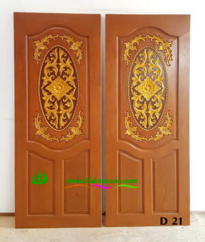 ประตูไม้สักบานเดี่ยว D21 - Image 4