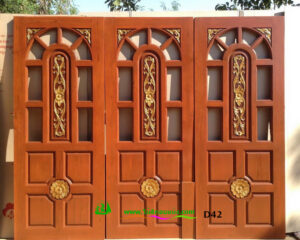Alternative view of ประตูไม้สักบานเดี่ยว D42