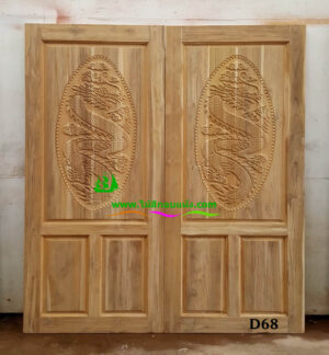 ประตูไม้สักบานเดี่ยว D68 - Image 3