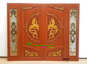 Alternative view of ประตูไม้สักบานคู่ DD04