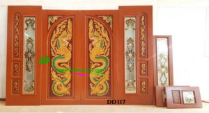 Alternative view of ประตูไม้สักบานคู่ DD117