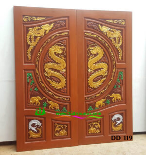 Alternative view of ประตูไม้สักบานคู่ DD119
