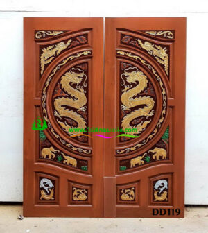 ประตูไม้สักบานคู่ DD119 - Image 3