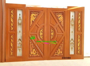 Alternative view of ประตูไม้สักบานคู่ DD180