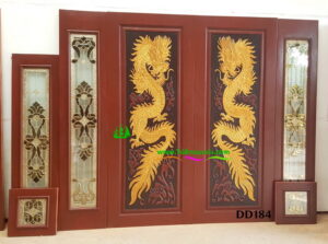 Alternative view of ประตูไม้สักบานคู่ DD184