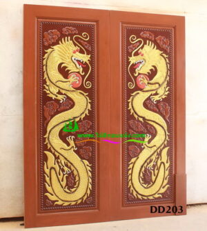 Alternative view of ประตูไม้สักบานคู่ DD203