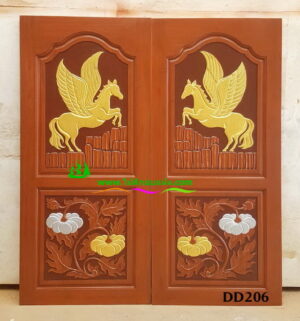 Alternative view of ประตูไม้สักบานคู่ DD206