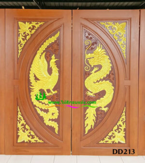 ประตูไม้สักบานคู่ DD213 - Image 3
