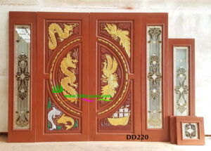 Alternative view of ประตูไม้สักบานคู่ DD220