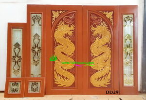 ประตูไม้สักบานคู่ DD29 - Image 4