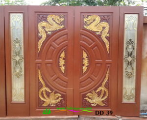 ประตูไม้สักบานคู่ DD39 - Image 3
