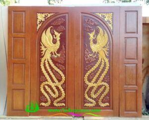 Alternative view of ประตูไม้สักบานคู่ DD45