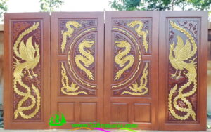 Alternative view of ประตูไม้สักบานคู่ DD46