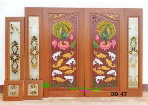 ประตูไม้สักบานคู่ DD47 - Image 3