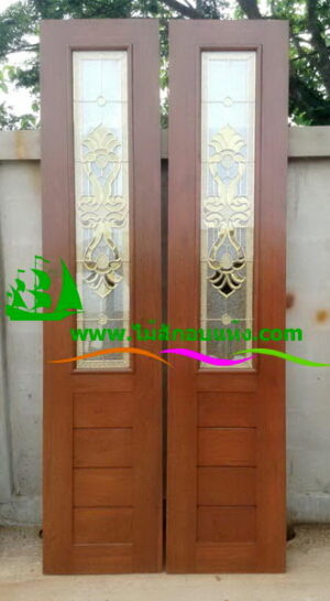 Alternative view of ประตูบานเฟี้ยมไม้สัก F04