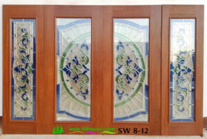 ประตูไม้สักกระจกนิรภัย SW8-12