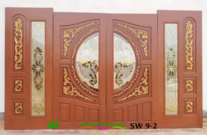 ประตูไม้สักกระจกนิรภัย SW9-2