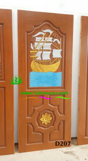 ประตูไม้สักบานเดี่ยว D207 - Image 3