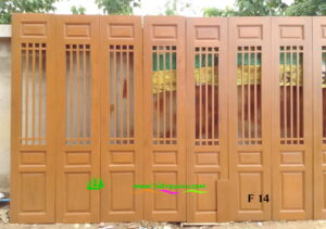 Alternative view of ประตูบานเฟี้ยมไม้สัก F14