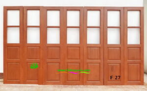 ประตูบานเฟี้ยมไม้สัก F27 - Image 3