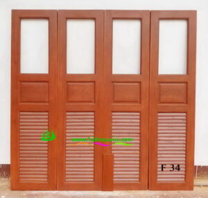 Alternative view of ประตูบานเฟี้ยมไม้สัก F34