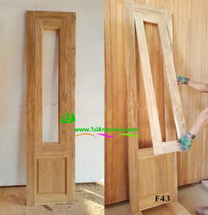 ประตูบานเฟี้ยมไม้สัก F43 - Image 3