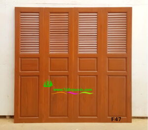 ประตูบานเฟี้ยมไม้สัก F47 - Image 3