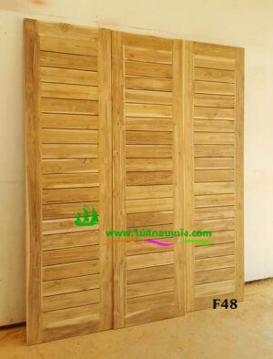 ประตูบานเฟี้ยมไม้สัก F48 - Image 3