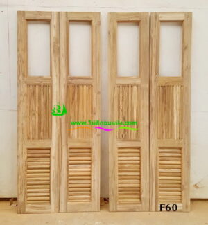 ประตูบานเฟี้ยมไม้สัก F60 - Image 3