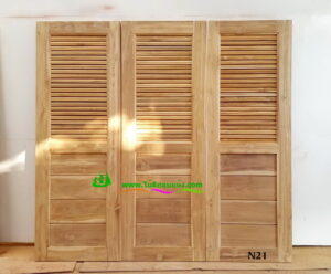 ประตูห้องน้ำไม้สัก N21 - Image 4