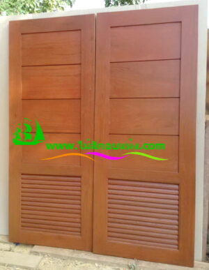 ประตูห้องน้ำไม้สัก N25 - Image 4