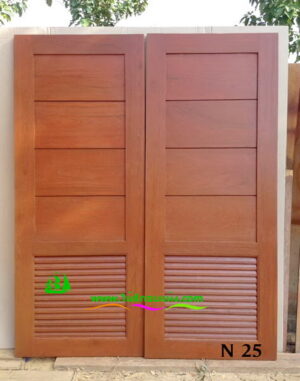 ประตูห้องน้ำไม้สัก N25 - Image 3