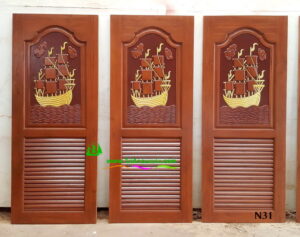 ประตูห้องน้ำไม้สัก N31 - Image 3