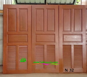 ประตูห้องน้ำไม้สัก N32 - Image 3