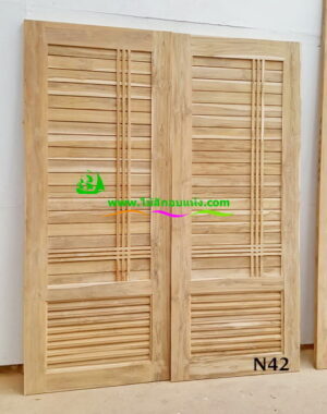ประตูห้องน้ำไม้สัก N42 - Image 3